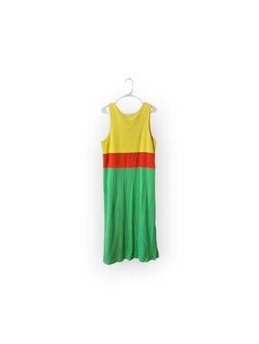 Delicates Spa Colorblock Sleeveless Dress in Yellow, Red & Green